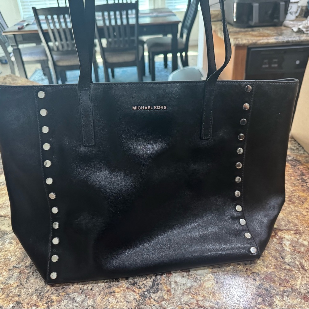 Michael Kors Black Tote with Silver Studs